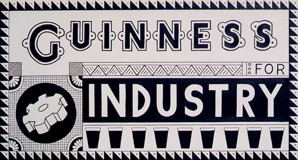 GUINNESS for INDUSTRY retro experimental advertisement paintins acrylic on canvas for the Irish Stout Beer by fLANSBURG dESIGN